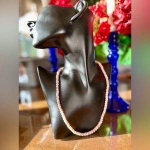 Sterling Silver Pink Stone Beaded Necklace